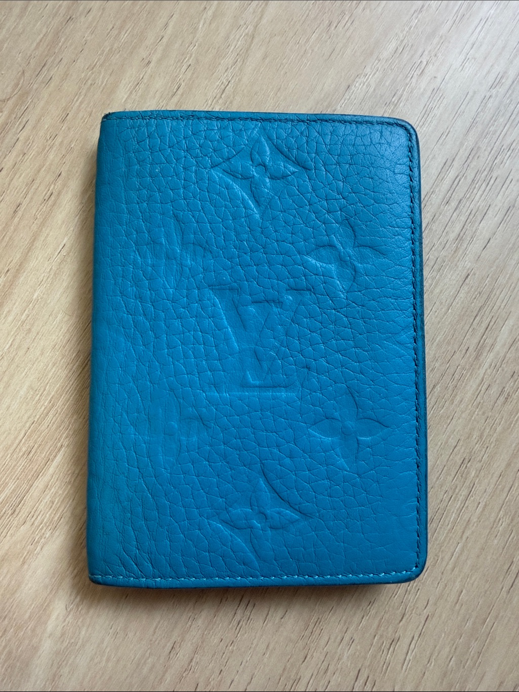 Louis Vuitton Blue Embossed Leather Card Holder Wallet